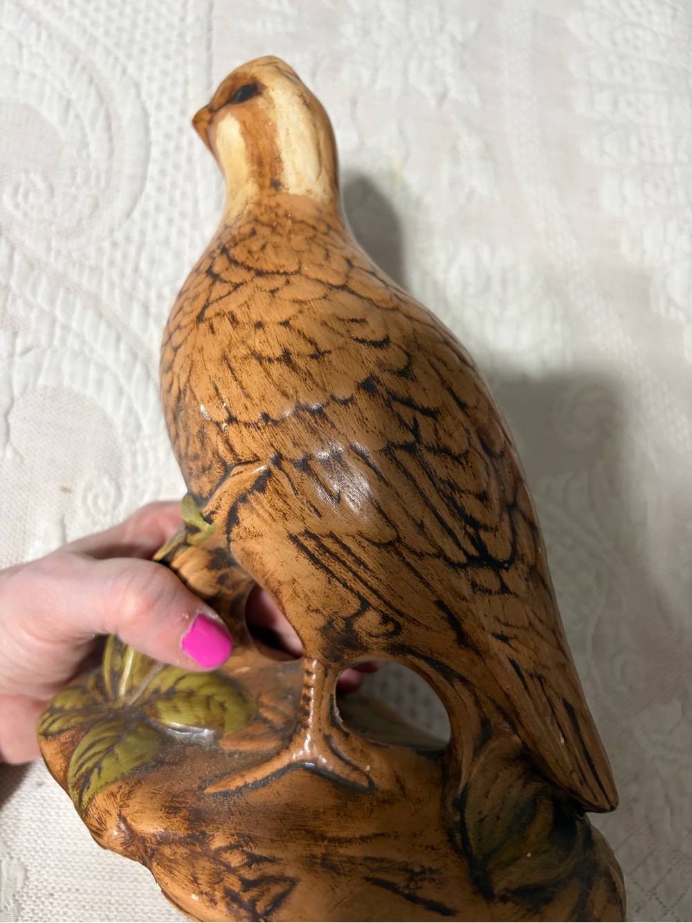 Hand-Painted Ceramic Quail Figurine in Brown fall colors eclectic grandpa GUC - Picture 3 of 10